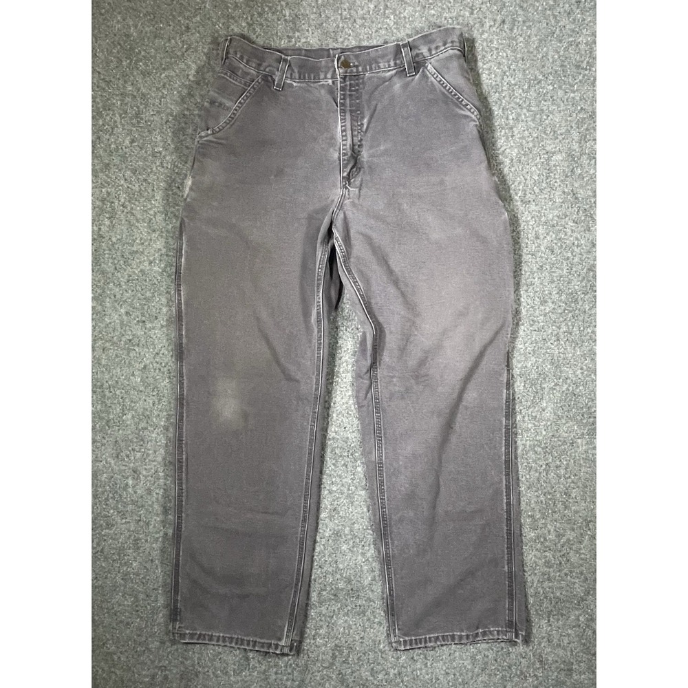 Carhartt Carpenter Pants 34x31 Gray Heavy Canvas Dungaree Utility Pants